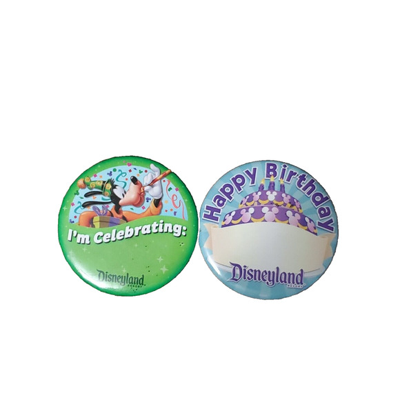 2 Disneyland Resort Pinbsacks Happy Birthday Cake I'm Celbrating Goofy 3” - Picture 1 of 3